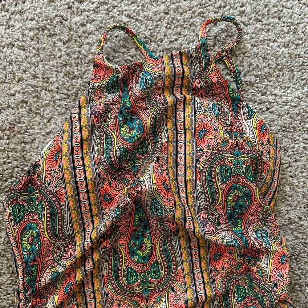 NWT 2Chillies Multicolor Paisley Tankini Adjustable High Neck Moonstone Size M